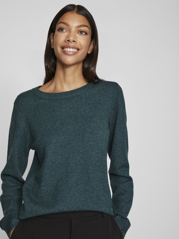 Donkergroene trui met ronde hals Viril Vila 