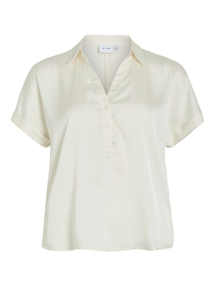 Parelmoerkleurige blouse met korte mouwen Vienna Vila