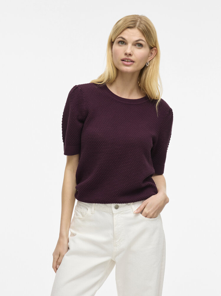 Bordeaux pull met korte mouwen Vidalo Vila