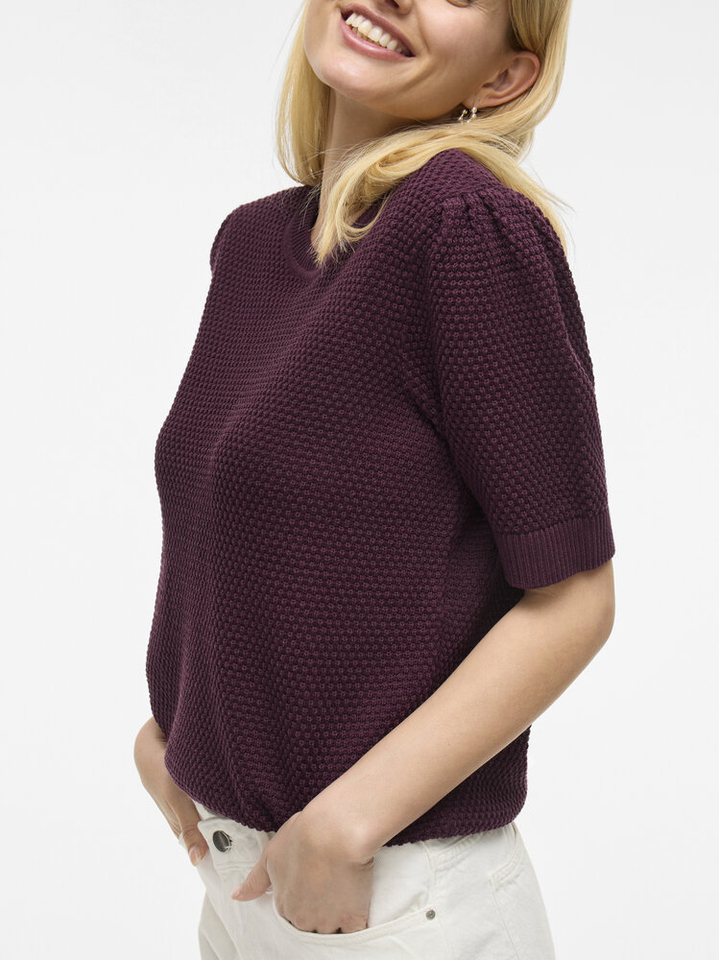 Bordeaux pull met korte mouwen Vidalo Vila