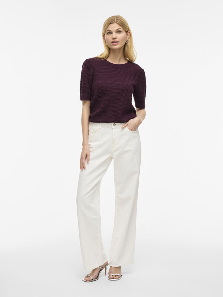 Bordeaux pull met korte mouwen Vidalo Vila