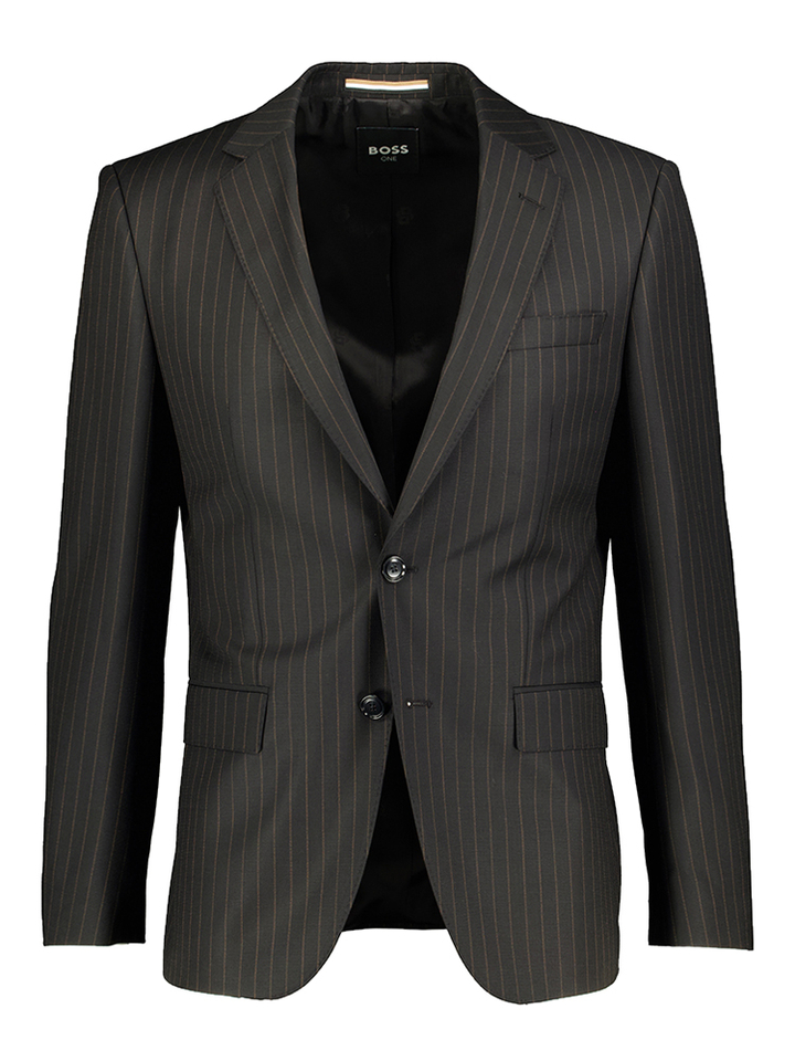 2-delig zwart gestreept slim fit kostuum Hugo Boss