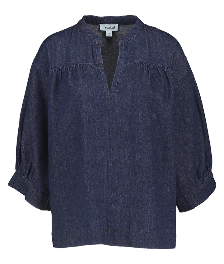 Blauwe jeansbloes met 3/4 mouw Soaked In Luxury 