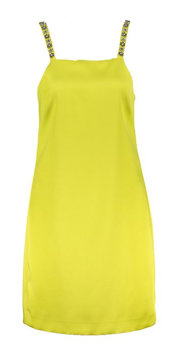 Geel glanzend rok kleed met bloem detail Twinset Milano