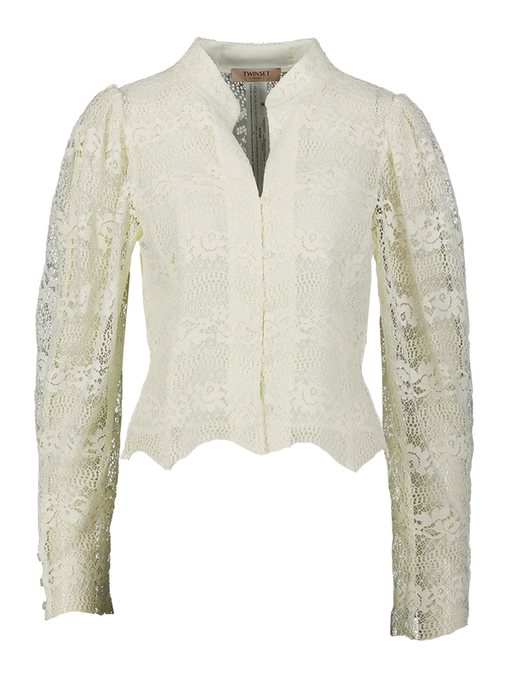 Witte korte bloes in kant Twinset 