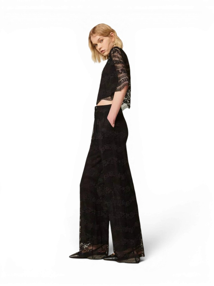 Zwarte kanten broek Twinset Milano