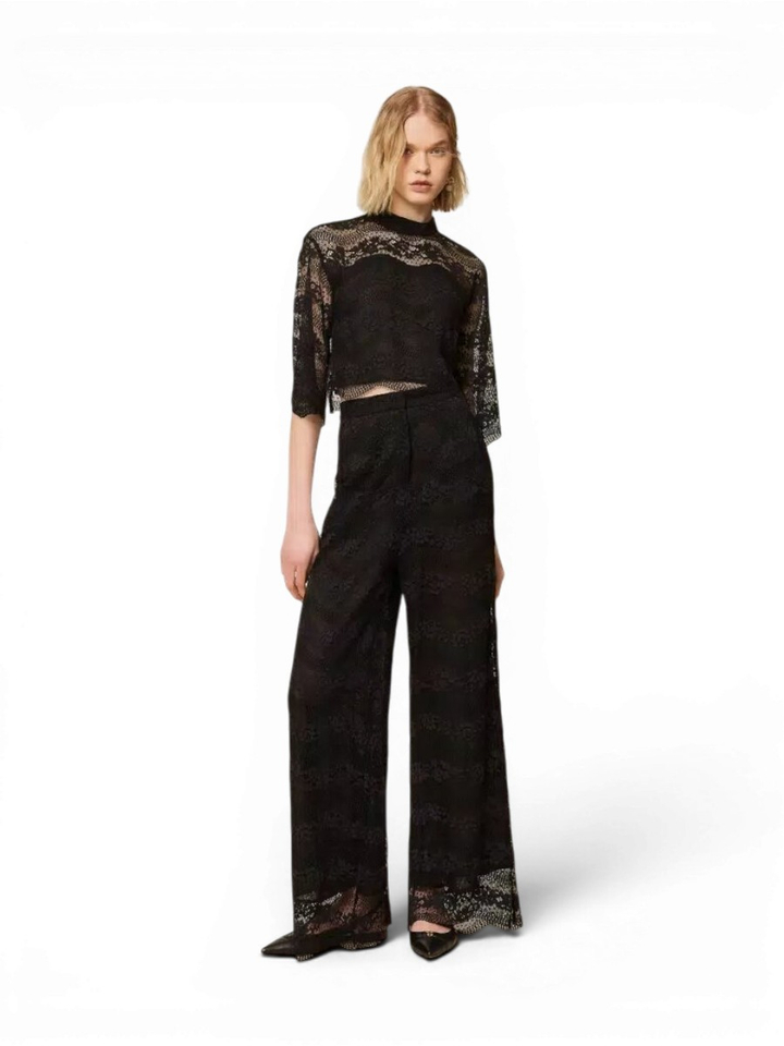 Zwarte kanten broek Twinset Milano