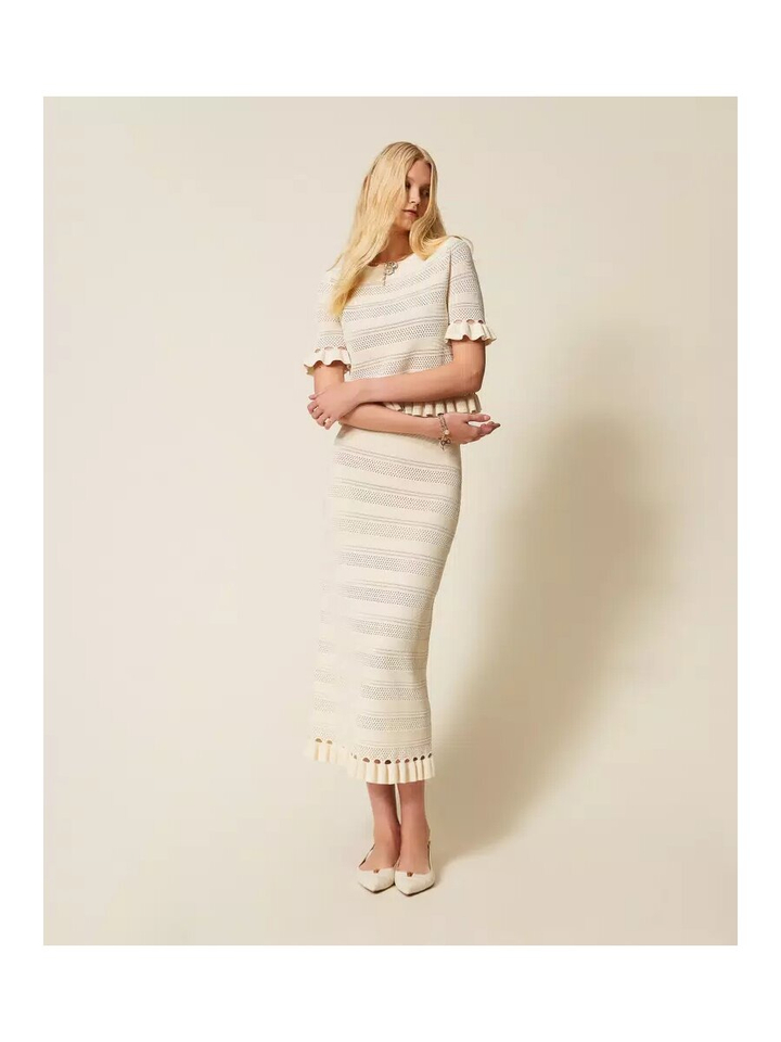 Ecru trico rok met structuur Twinset Milano