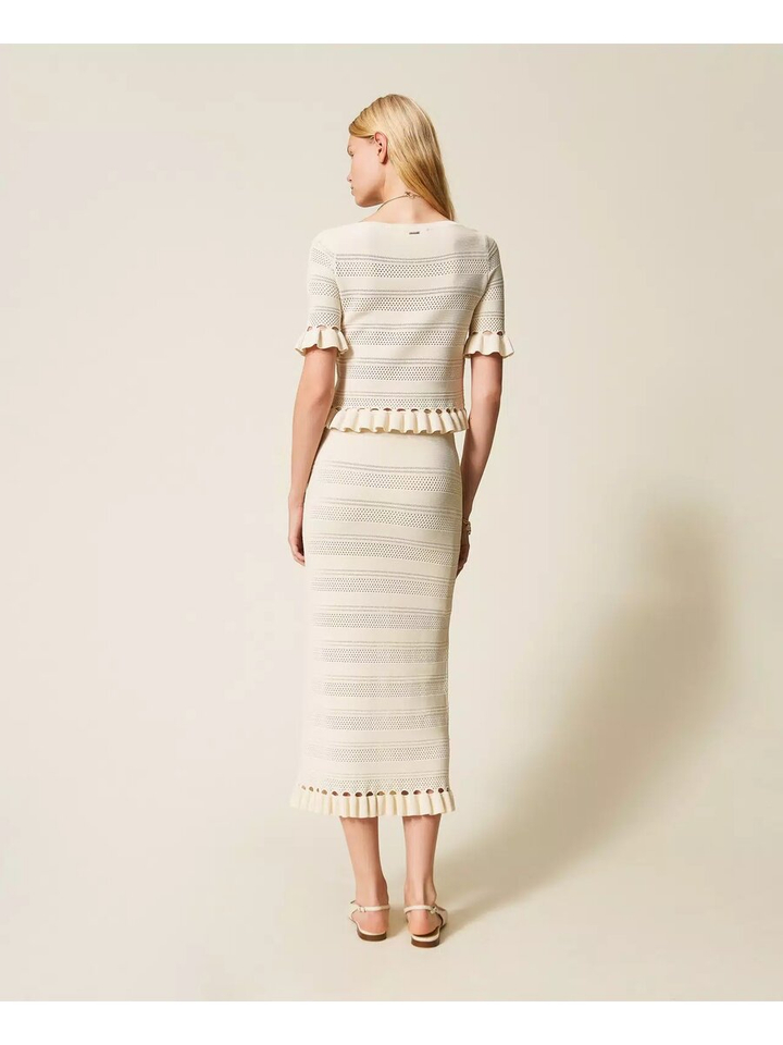 Ecru trico rok met structuur Twinset Milano