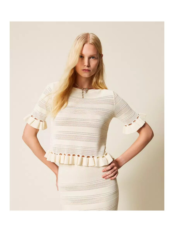 Ecru tricot top met structuur Twinset Milano