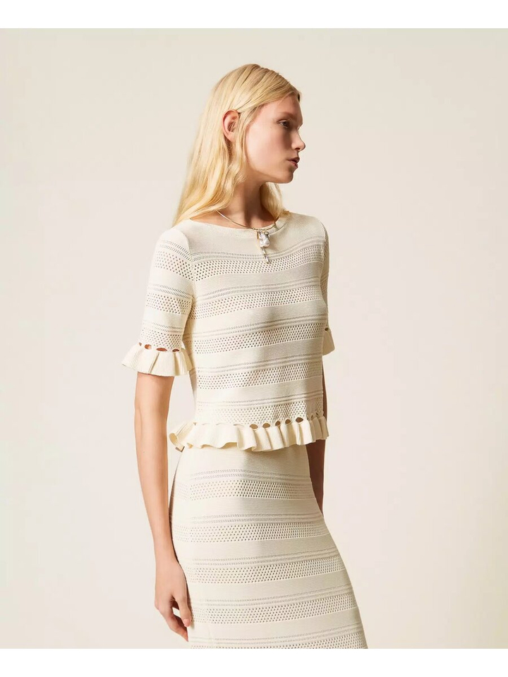 Ecru tricot top met structuur Twinset Milano