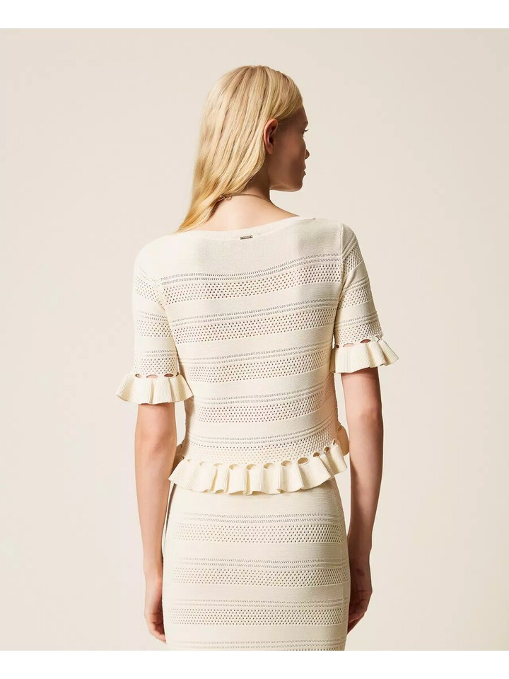 Ecru tricot top met structuur Twinset Milano