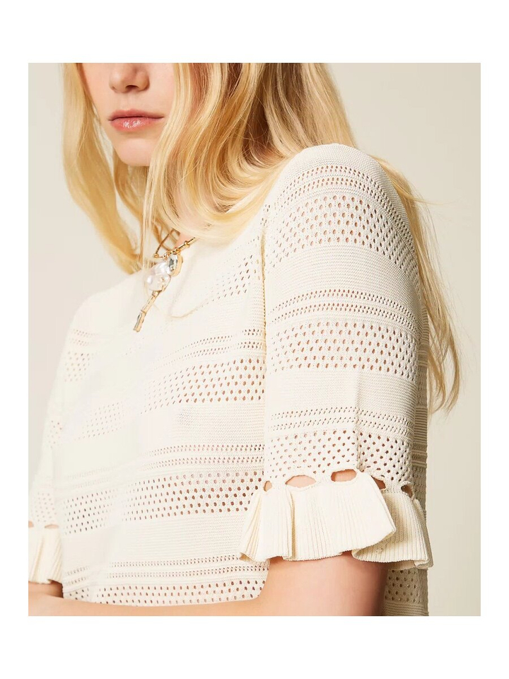 Ecru tricot top met structuur Twinset Milano