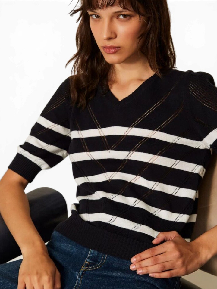 Gestreepte pull met korte mouw Twinset Milano