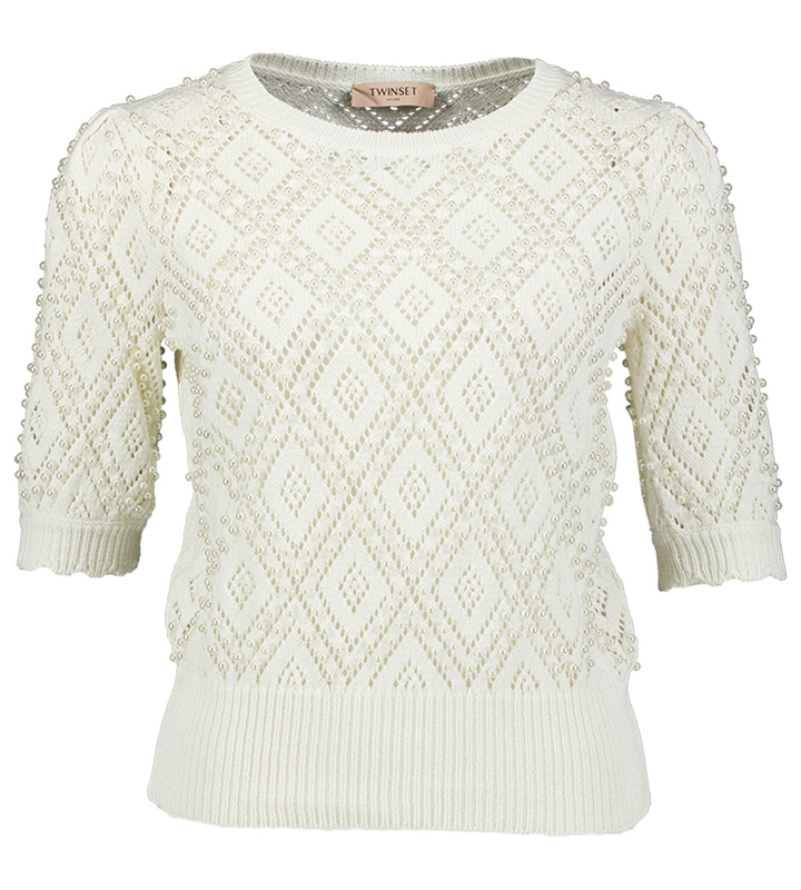 Ecru trui met parels Twinset