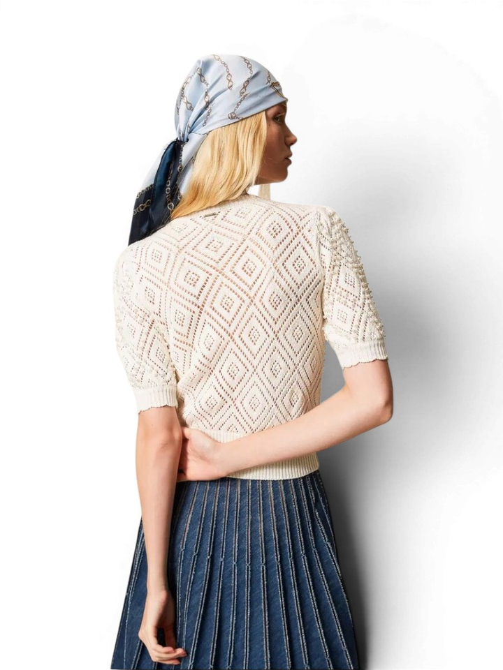 Ecru trui met parels Twinset