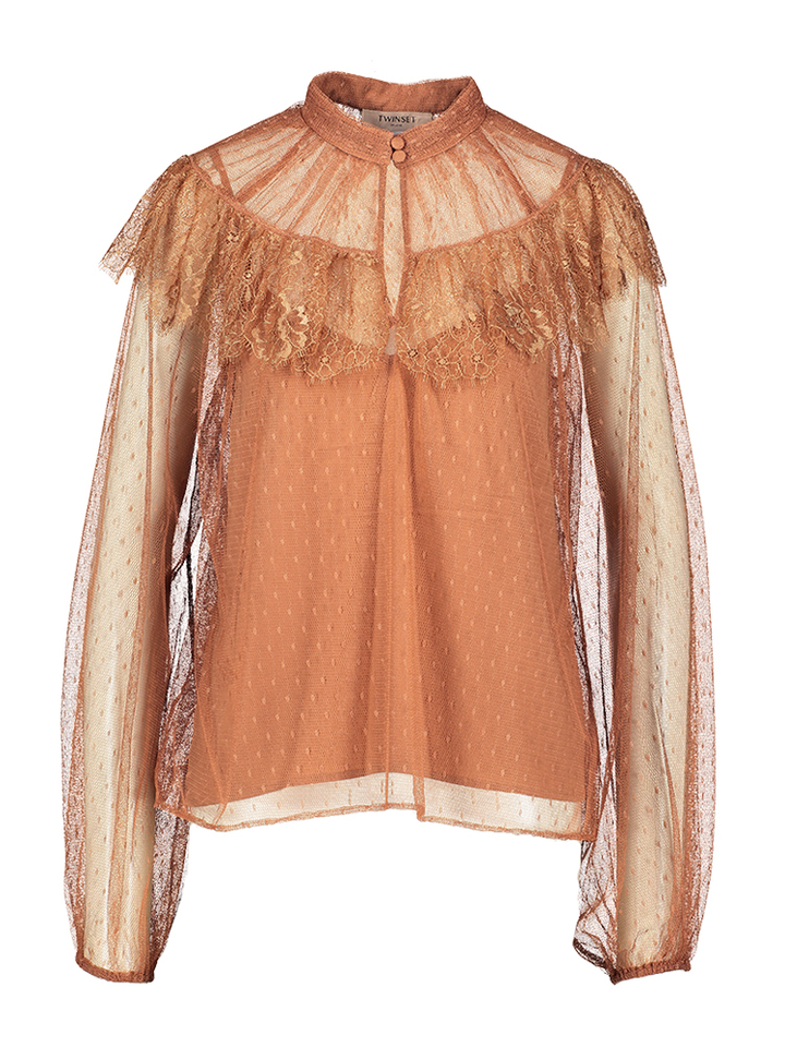 Bruine kanten bloes Twinset Milano 