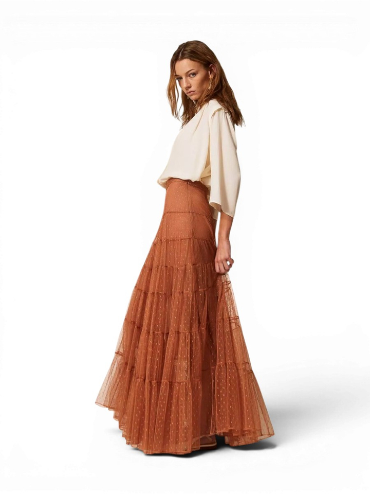 Bruine kanten maxi-rok Twinset 