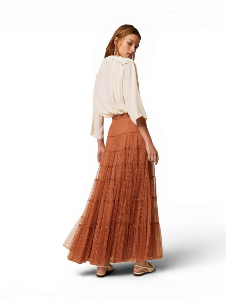 Bruine kanten maxi-rok Twinset 
