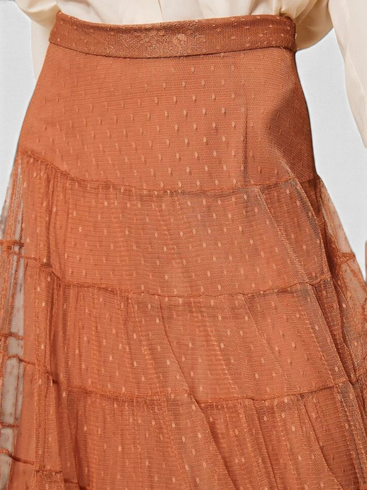 Bruine kanten maxi-rok Twinset 