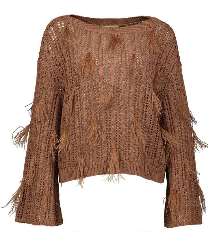 Bruine trui met pluim detail Twinset Milano