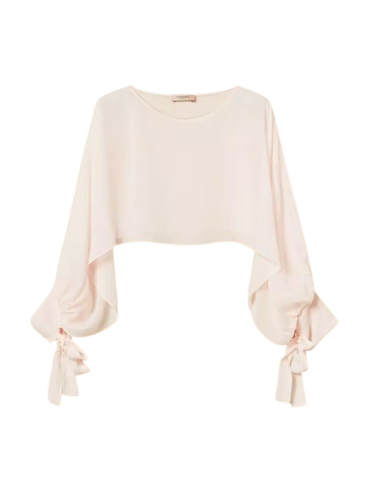 Roze doorzichte korte bloes Twinset 