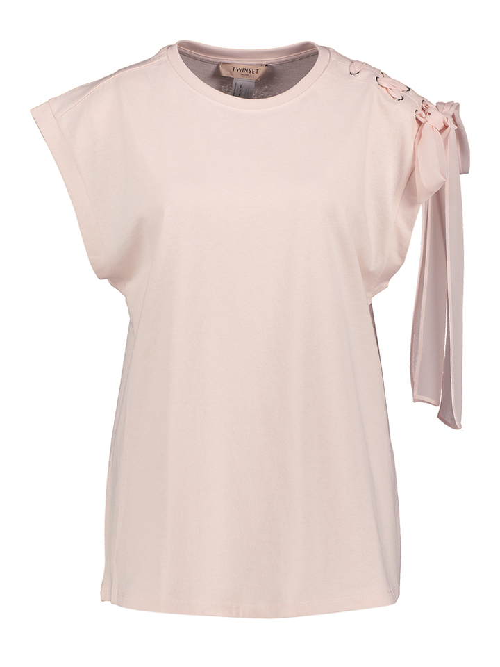 Roze t-shirt met detail op schouder Twinset