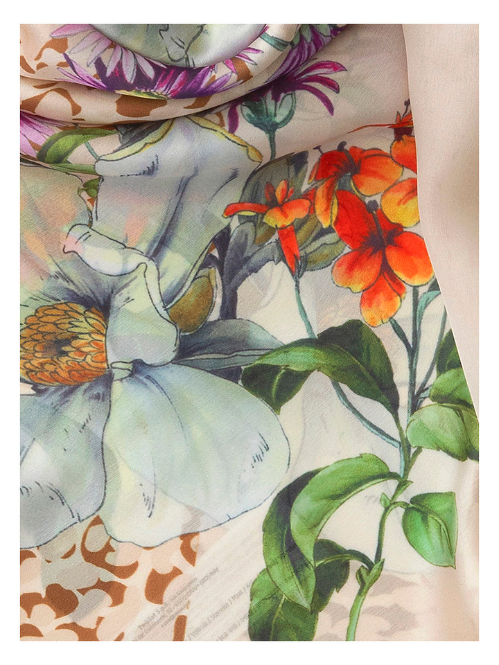 Beige sjaal met bloemenprint Twinset 