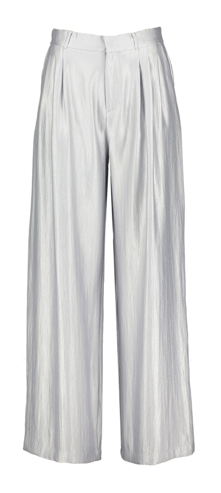 Zilverkleurige wijde broek met bandplooi Eleh