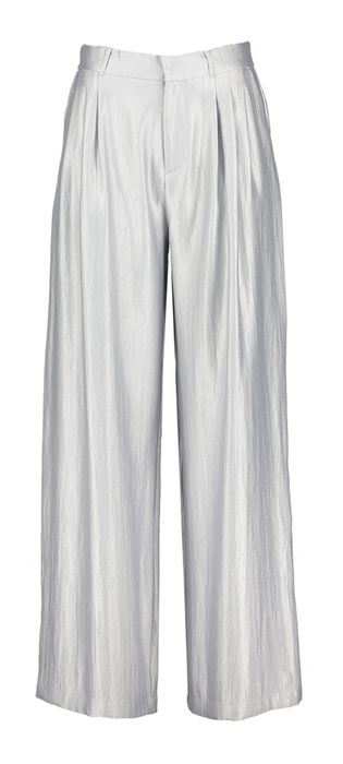 Zilverkleurige wijde broek met bandplooi Eleh