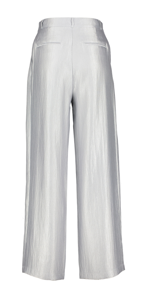 Zilverkleurige wijde broek met bandplooi Eleh