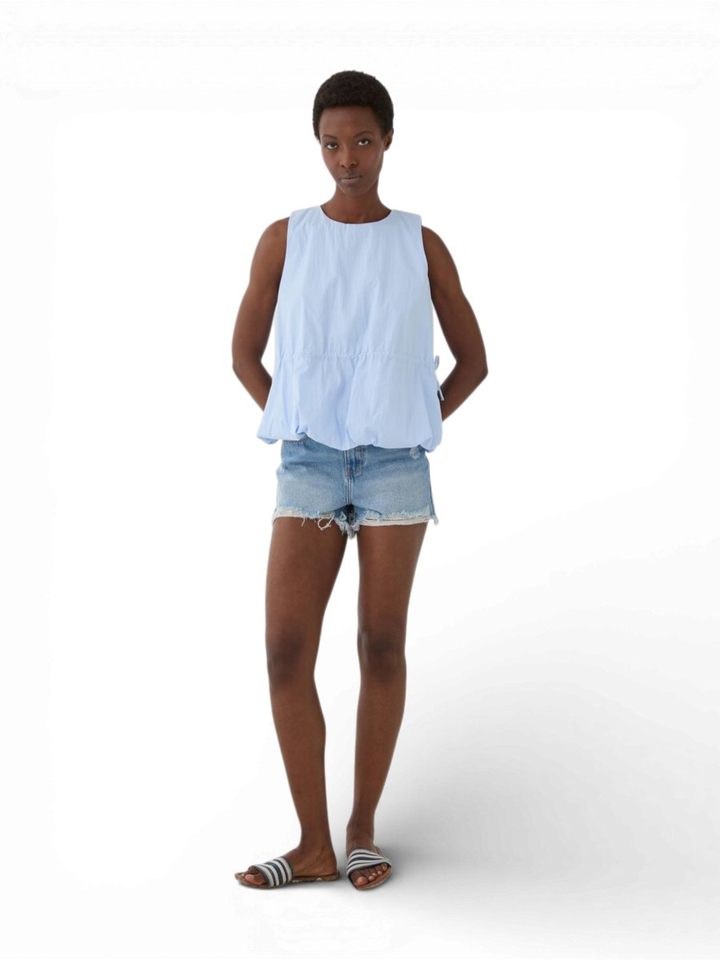 Blauwe top met knoop detail Eleh