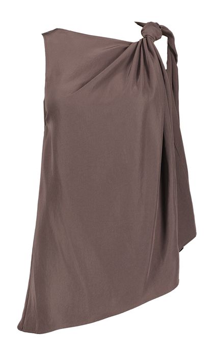 Bruine top met knoop Malva Eleh