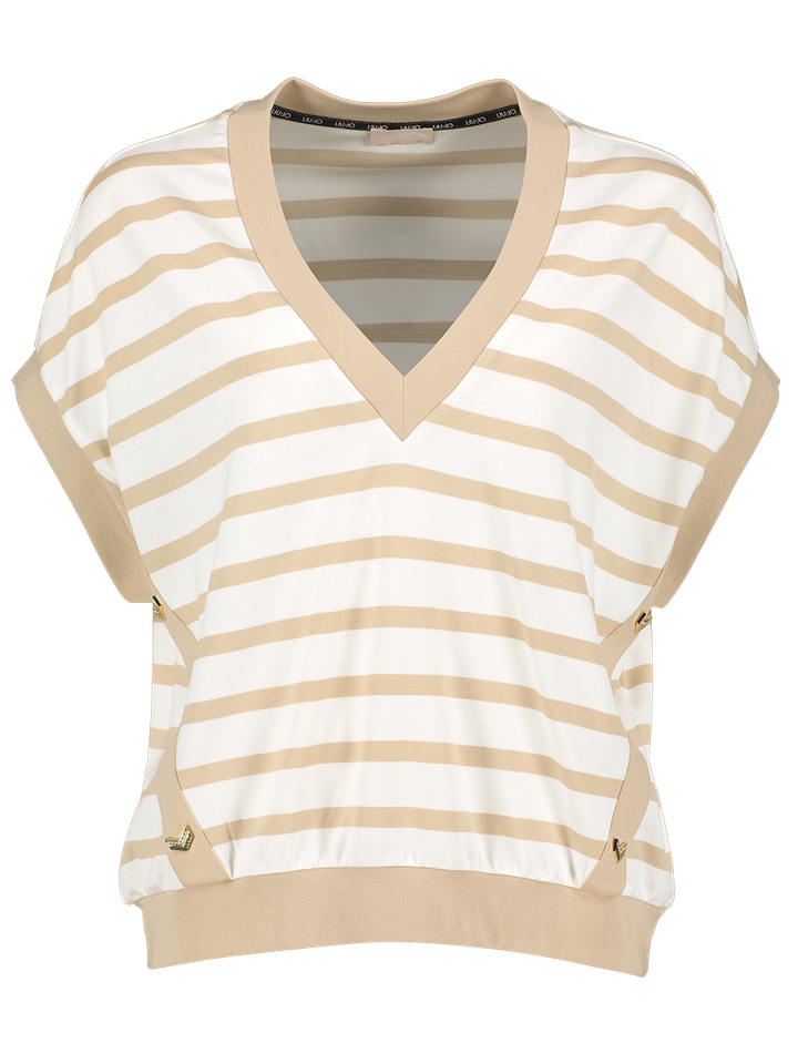Witte en beige gestreepte t-shirt Liu Jo 