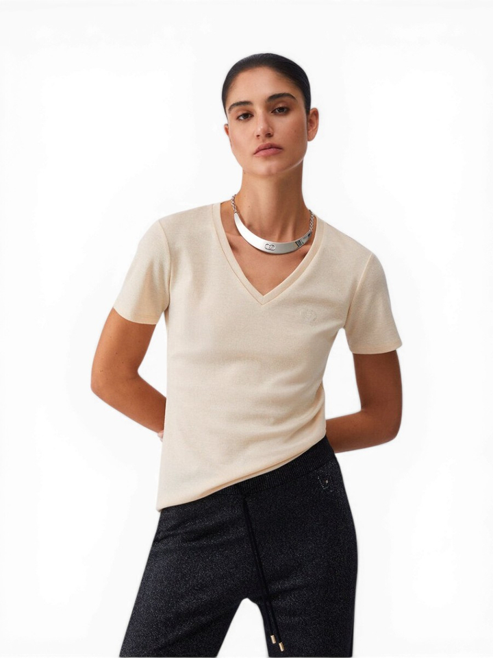 Goudkleurige t-shirt met glitter Liu Jo