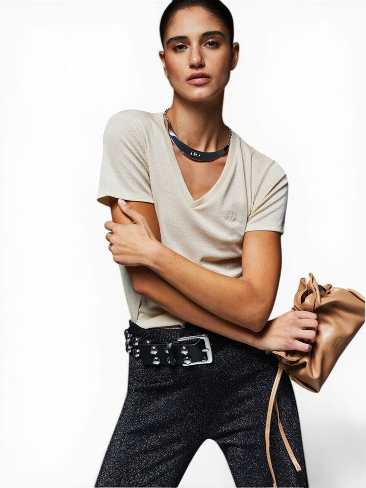 Goudkleurige t-shirt met glitter Liu Jo