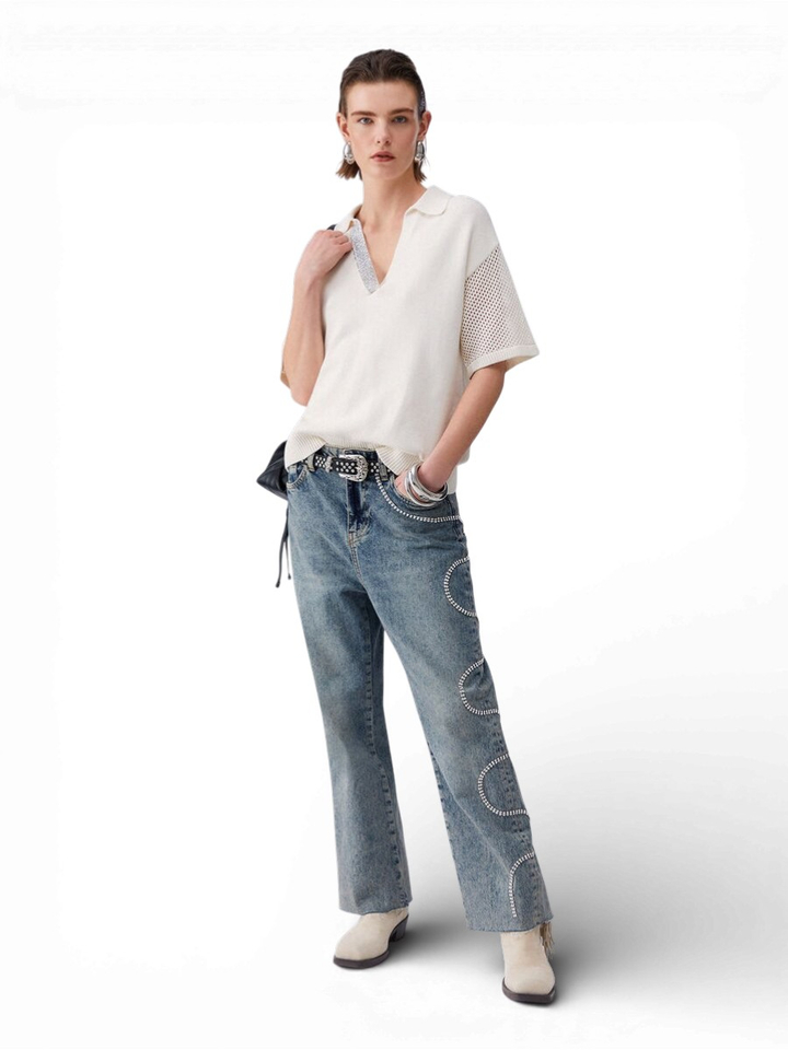 Beige polo met glitterdetail Liu Jo