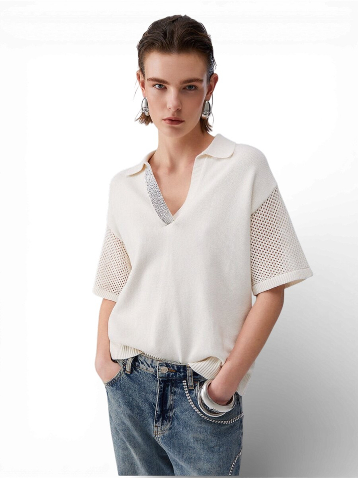 Beige polo met glitterdetail Liu Jo