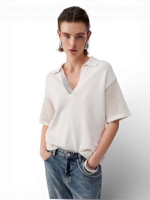 Beige polo met glitterdetail Liu Jo