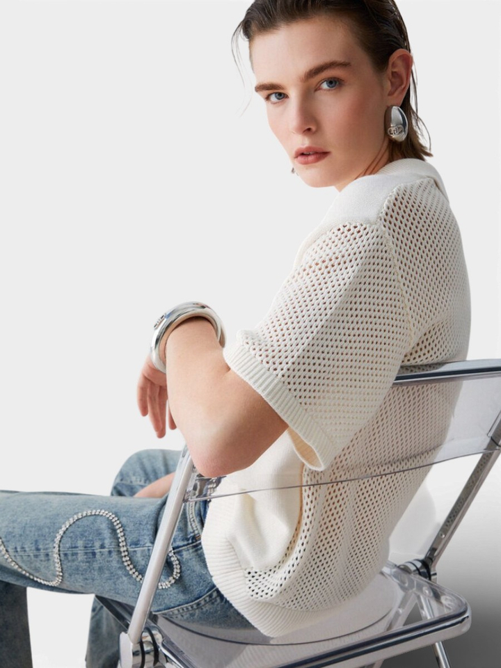 Beige polo met glitterdetail Liu Jo