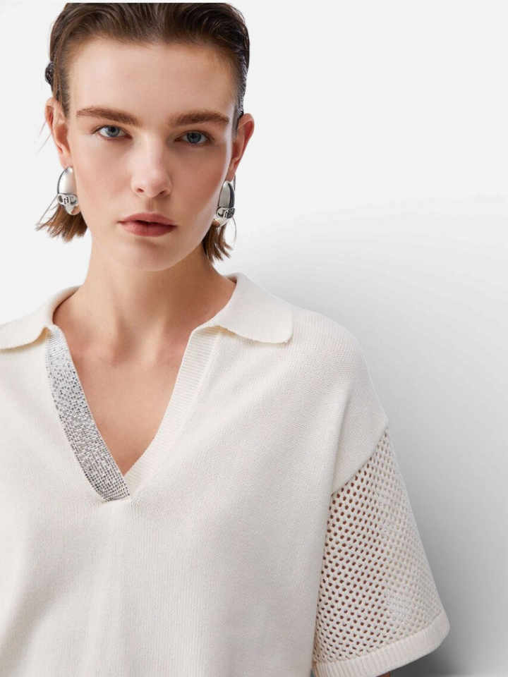 Beige polo met glitterdetail Liu Jo
