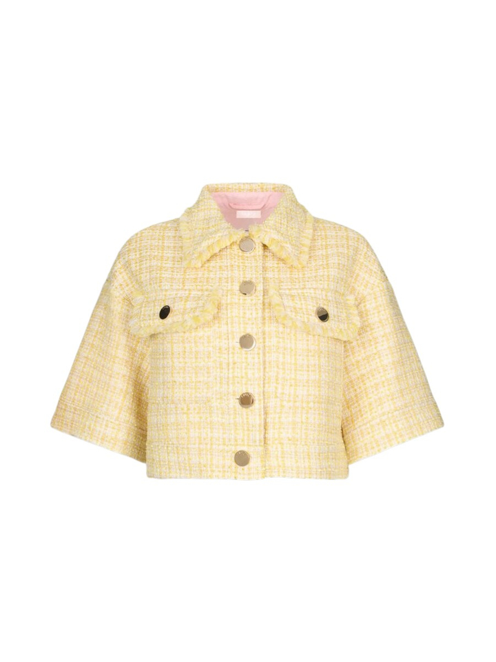 Geelkleurige korte jas van bouclé-stof Liu Jo 