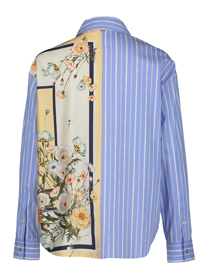 Blauw gestreepte bloes met bloemenprint Liu Jo 
