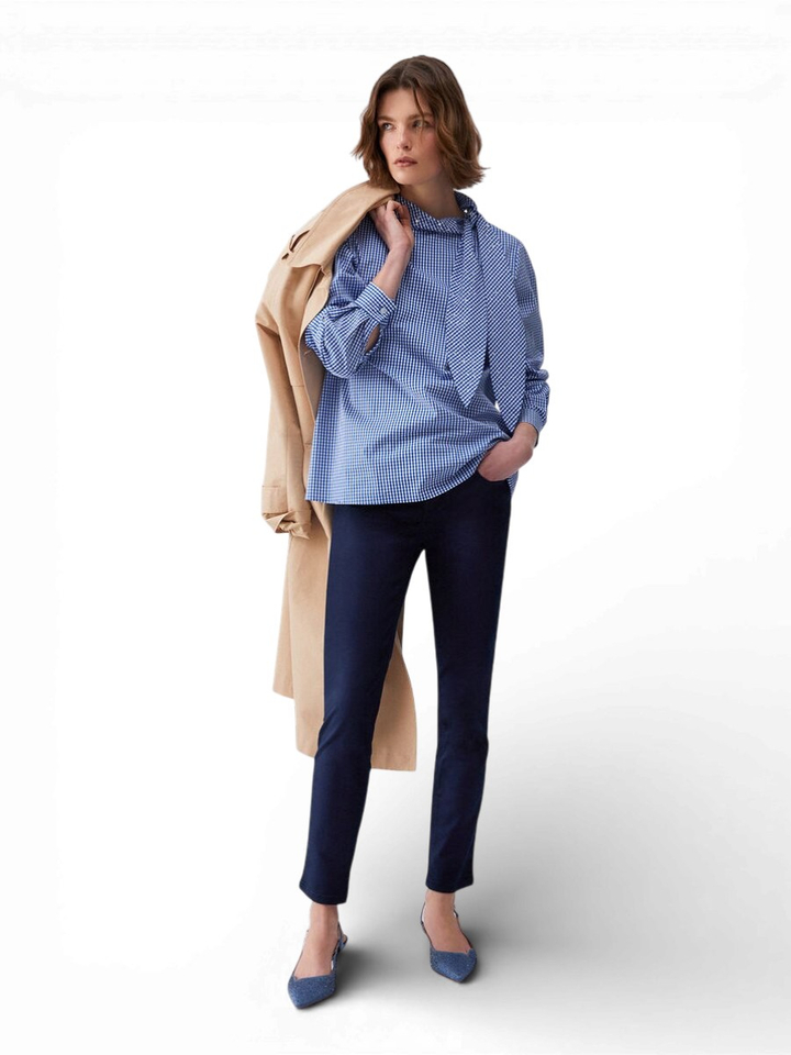 Geruiten donkerblauwe blouse Liu Jo 