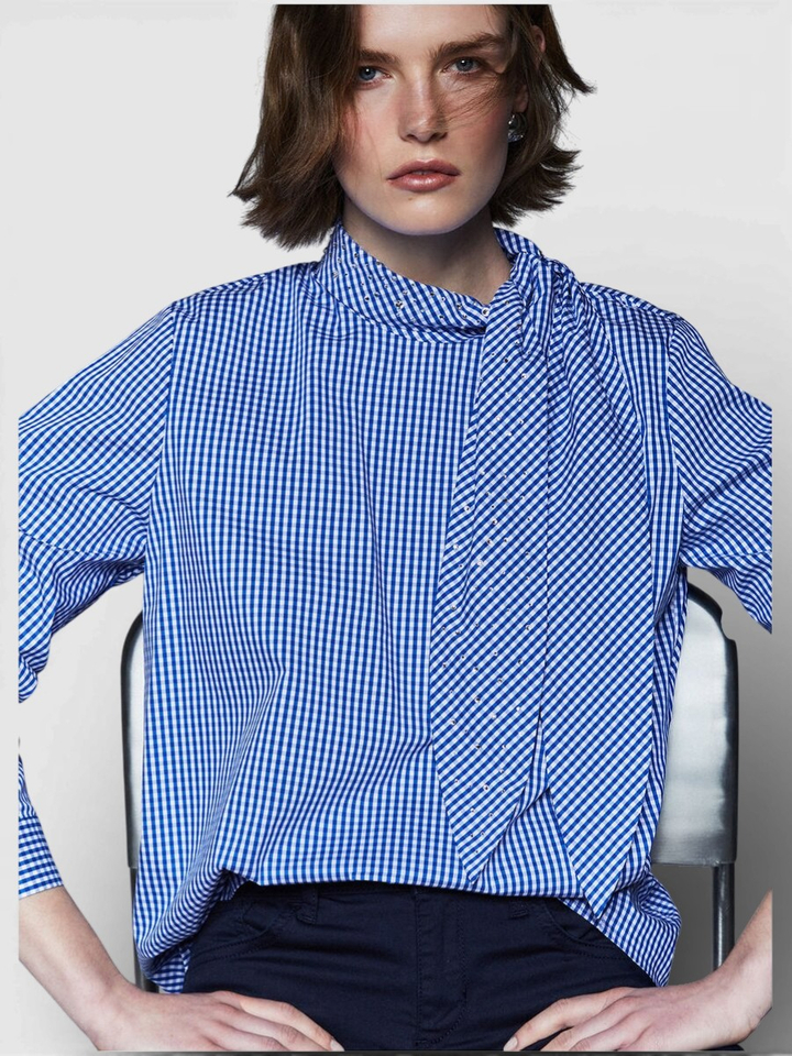 Geruiten donkerblauwe blouse Liu Jo 