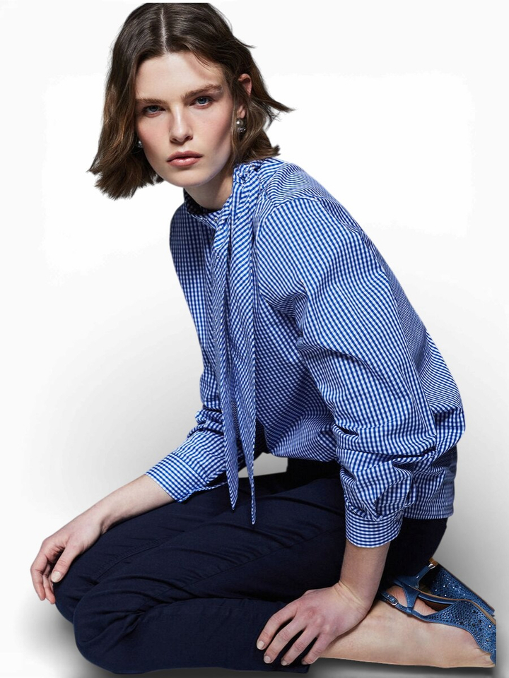 Geruiten donkerblauwe blouse Liu Jo 