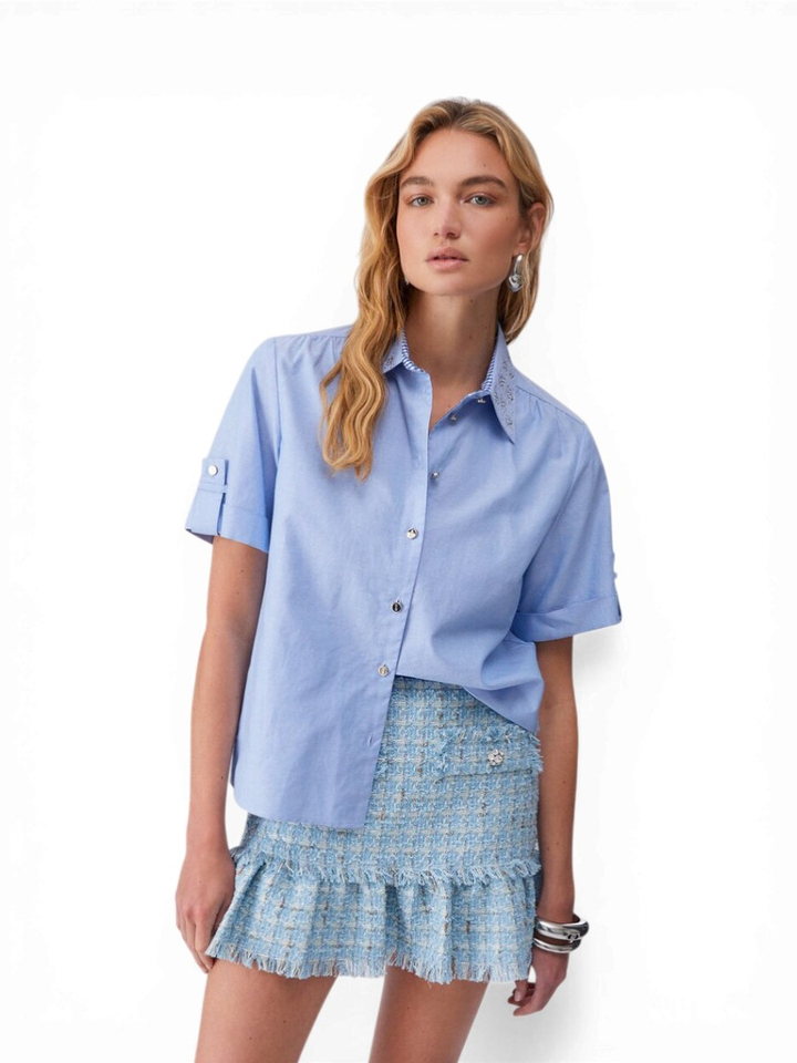 Blauwe blouse met steentjes Liu Jo 
