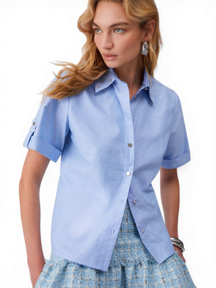 Blauwe blouse met steentjes Liu Jo 