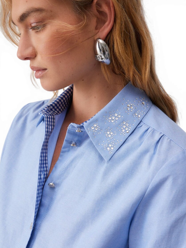 Blauwe blouse met steentjes Liu Jo 