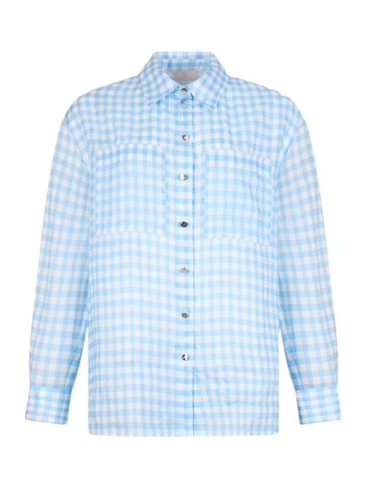 Blauwe blouse met ruitjespatroon Liu Jo 
